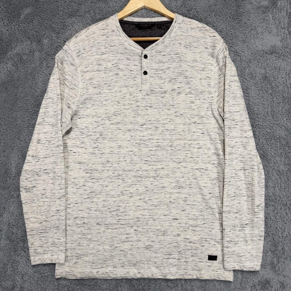 Outpost Makers Henley Shirt Mens L White Heather Long Sleeve Cotton Blend